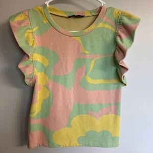 Zara Ruffled Top Size Small Sleeveless Cropped Style